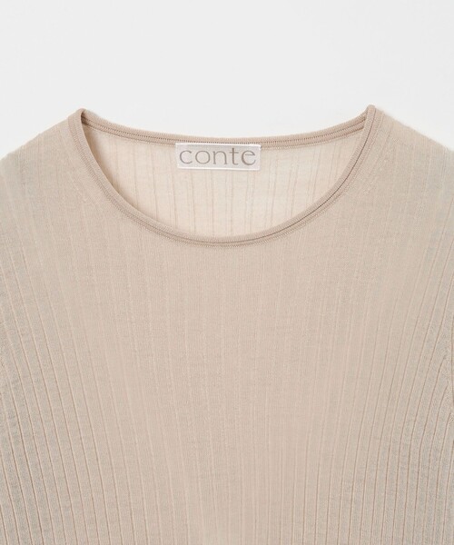 conte ニット セーター 「conte」シアー リブ クルーネックニット