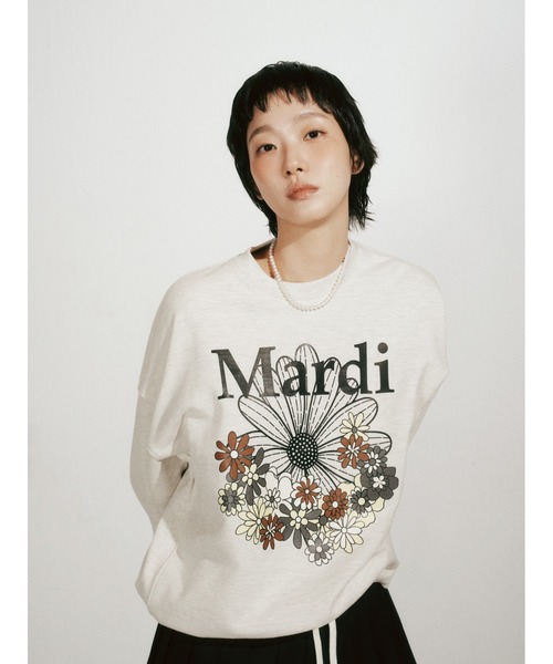 FLOWERMARDI フラワー 長袖 プリント トレーナー Amazon.co.jp: [mardi mercredi] (マルディメクルディ) FLOWERMARDI