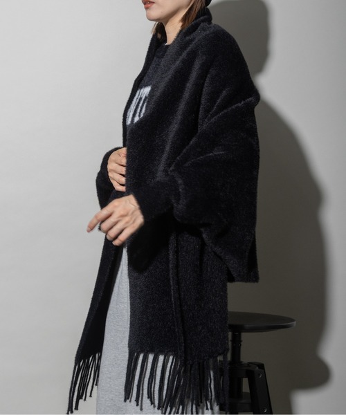 カーディガン モールニット フリンジポンチョカーデ レディース
