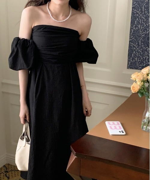 「a lot of love」 7分袖ワンピース FREE ブラック レディース_画像9