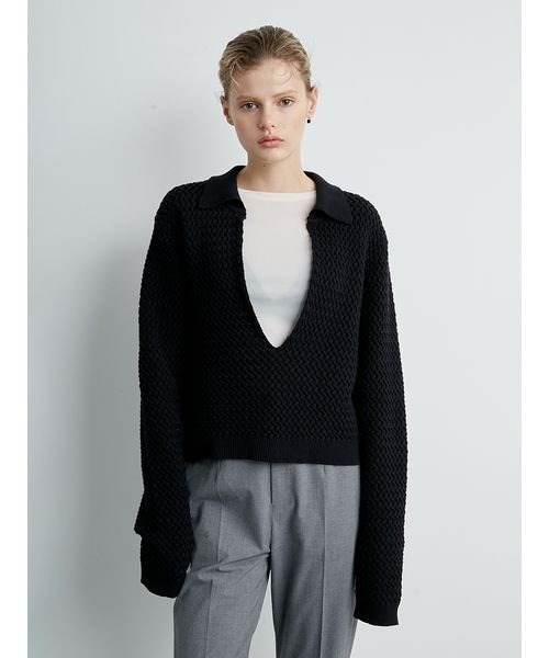 「styling/」 長袖ニット FREE ブラック レディース_画像8