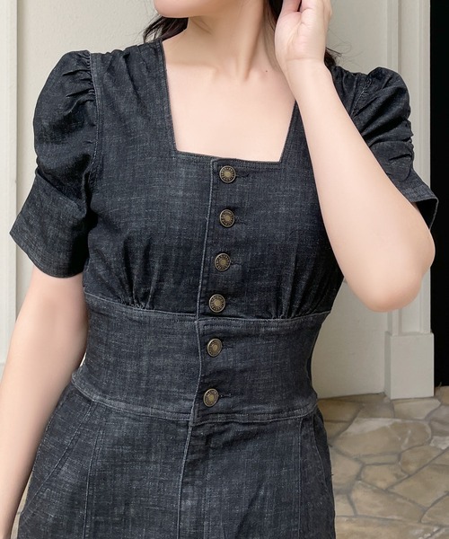 「JULIA BOUTIQUE」 半袖ワンピース LONG ブラック レディースの画像2