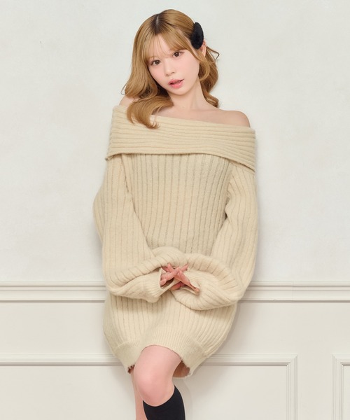 apres jour（アプレジュール） ワンピース ふわふわオフショルニット