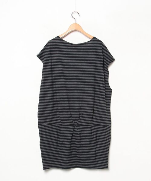 「nitca」 ボーダー柄半袖ワンピース FREE グレー レディース_画像2