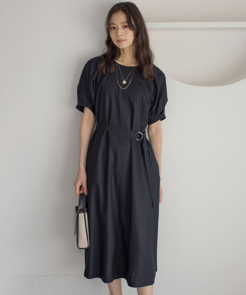 「組曲」 半袖ワンピース 3 ネイビー レディース_画像3