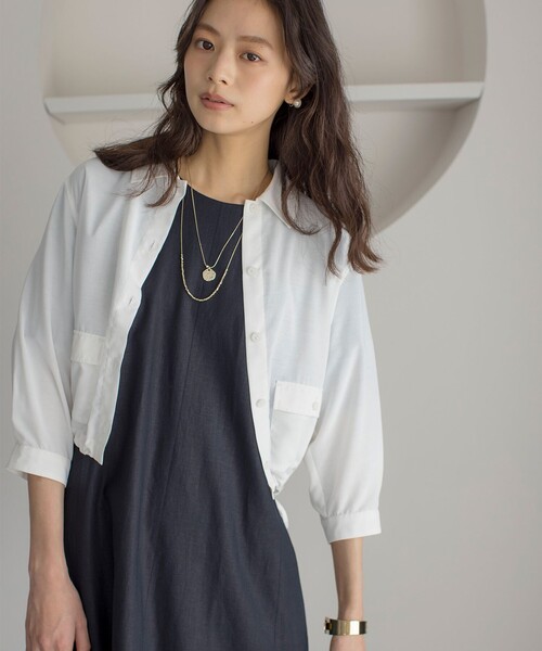 「組曲」 半袖ワンピース 3 ネイビー レディース_画像5