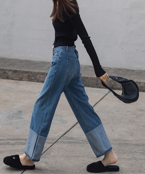 「meJane」 デニムパンツ L ブルー レディース_画像3