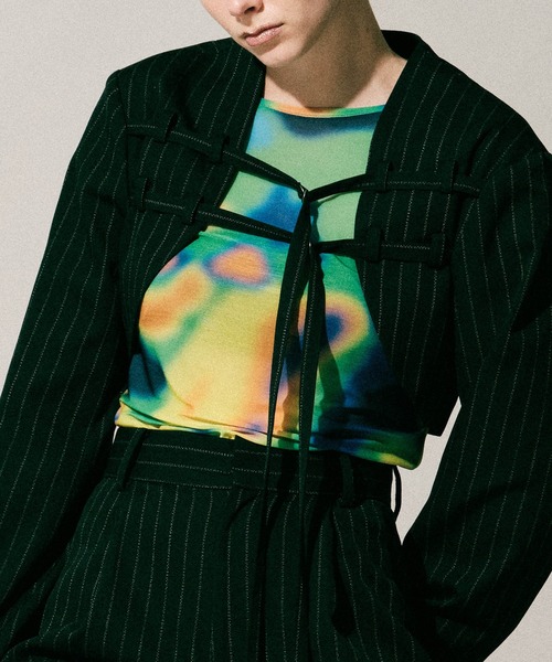 「MAISON SPECIAL」 ノーカラージャケット FREE ブルー レディース_画像2