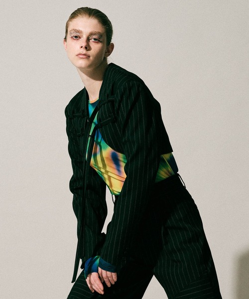 「MAISON SPECIAL」 ノーカラージャケット FREE ブルー レディース_画像4