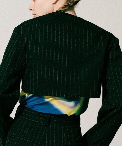 「MAISON SPECIAL」 ノーカラージャケット FREE ブルー レディース_画像5