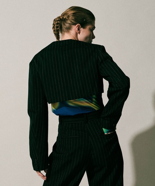 「MAISON SPECIAL」 ノーカラージャケット FREE ブルー レディース_画像6