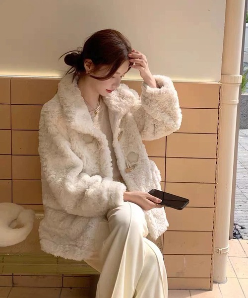 「shopnikoniko」 「LOVERS」ダッフルコート フリー ホワイト レディース_画像2