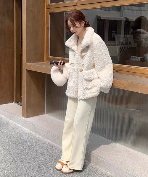 「shopnikoniko」 「LOVERS」ダッフルコート フリー ホワイト レディース_画像3