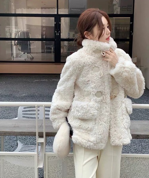 「shopnikoniko」 「LOVERS」ダッフルコート フリー ホワイト レディース_画像5