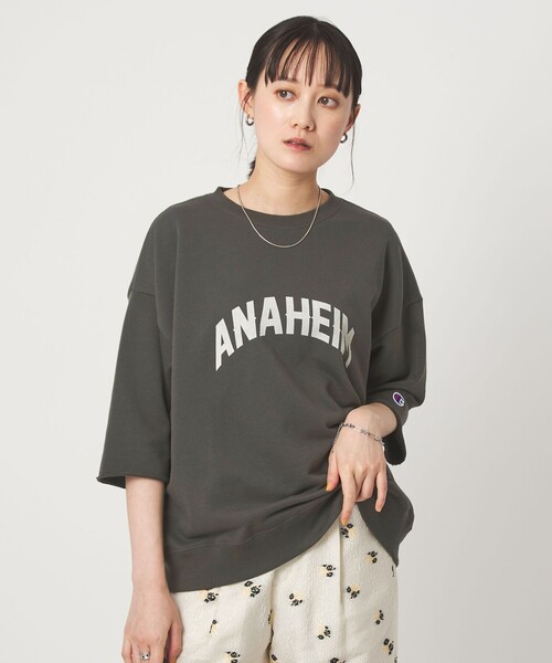 tシャツ 「別注」「Champion」6分袖 プリント スウェット プルオーバー レディースの画像