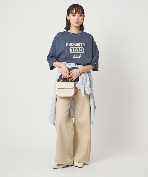 tシャツ 「別注」「Champion」6分袖 プリント スウェット プルオーバー レディースの画像