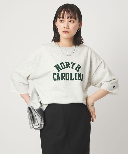 tシャツ 「別注」「Champion」6分袖 プリント スウェット プルオーバー レディースの画像