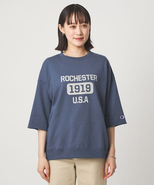 tシャツ 「別注」「Champion」6分袖 プリント スウェット プルオーバー レディースの画像