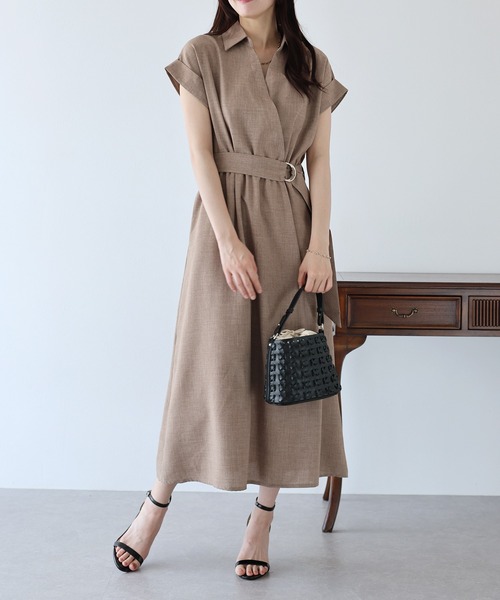 「BLUEEAST」 シャツワンピース MEDIUM モカ レディース_画像2
