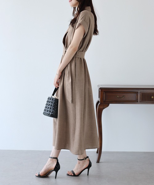 「BLUEEAST」 シャツワンピース MEDIUM モカ レディース_画像3