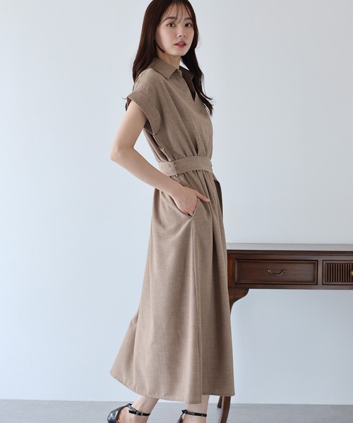 「BLUEEAST」 シャツワンピース MEDIUM モカ レディース_画像5