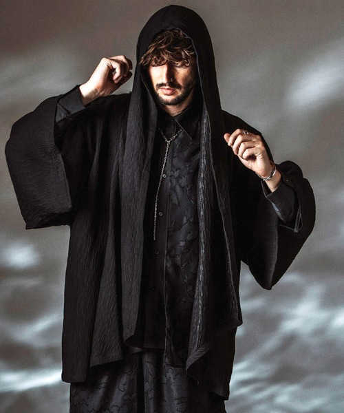 No.ID ノーアイディー　フード付き黒長袖カットソー NO ID.（ノーアイディー） カーディガン 「NO ID.」KIMONO Hooded Gown