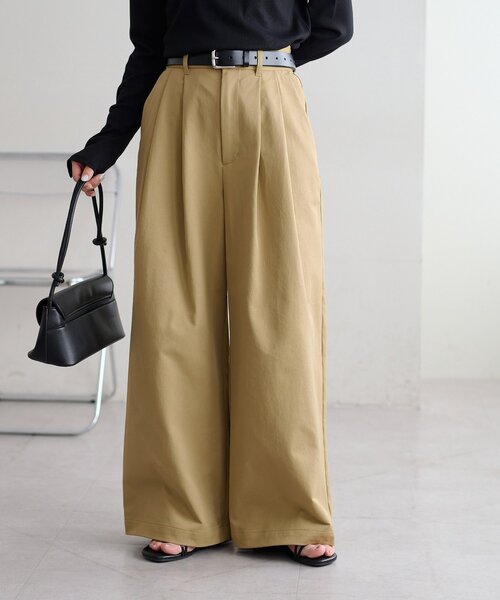 【美品】キレイメ2タックストレッチワイドチノパンツ Discoat（ディスコート） パンツ 2タックワイドストレッチチノパンツ