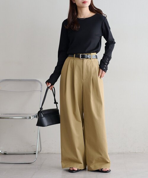【美品】キレイメ2タックストレッチワイドチノパンツ Discoat（ディスコート） パンツ 2タックワイドストレッチチノパンツ