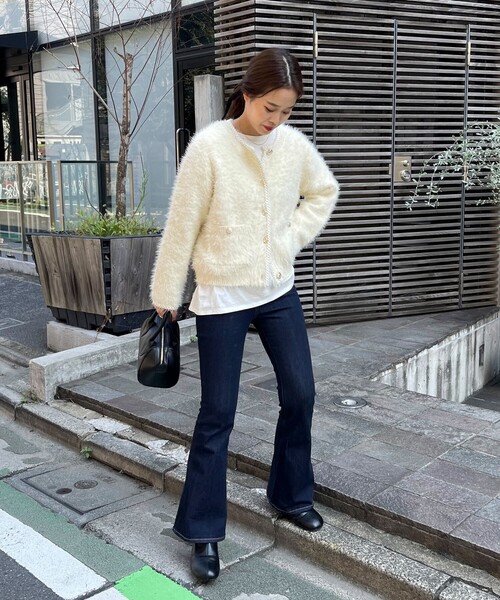 「fredy emue」 ノーカラージャケット 38 ベージュ レディース_画像2