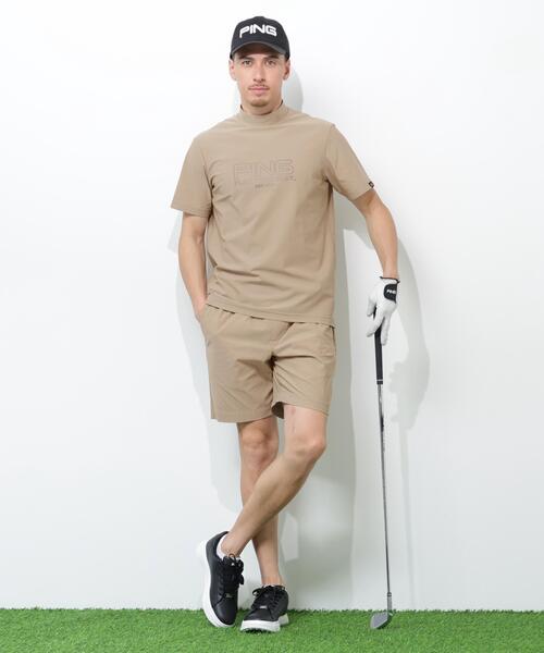 DESCENTE GOLF 半袖ハイネックシャツ&ショートパンツセット M PING（ピン） tシャツ 「PING APPAREL」全方向ストレッチドット