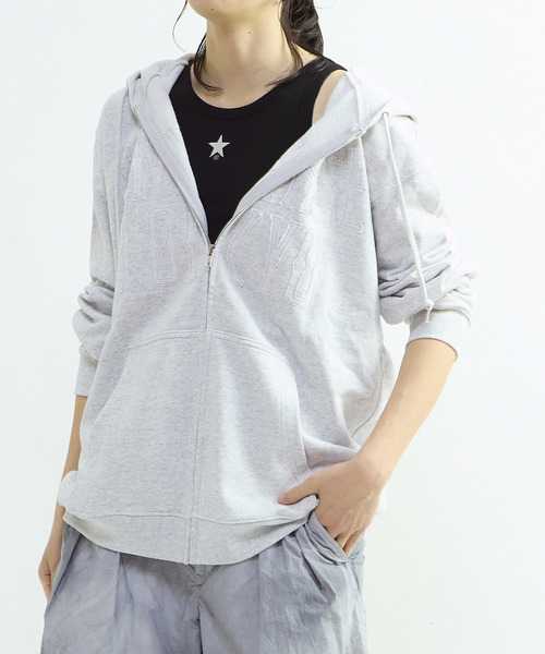 CONVERSE TOKYO パーカー PATCHWORK LOGO ZIP HOODIE レディース