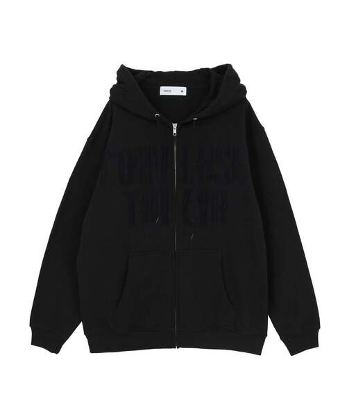 クラネ コンバーストウキョウ コラボ パーカーブラック 黒　コンバース CONVERSE TOKYO パーカー PATCHWORK LOGO ZIP HOODIE レディース