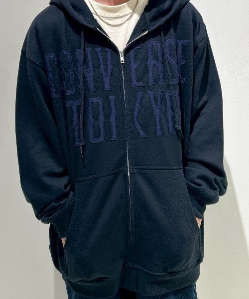 CONVERSE TOKYO パーカー PATCHWORK LOGO ZIP HOODIE レディース