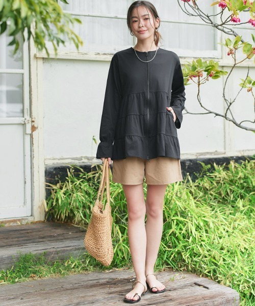 Drawer - ピピyori  ティアードラッシュガード　ブラック Pierrot（ピエロ） ラッシュガード 「ラッシュガード」2wayティアード