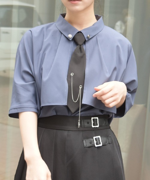 axes femme（アクシーズ ファム） ブラウス シャツ 半袖 チェーン