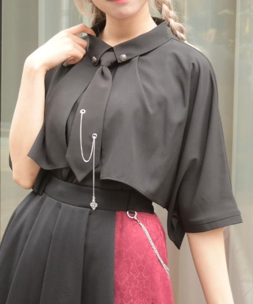 axes femme（アクシーズ ファム） ブラウス シャツ 半袖 チェーン