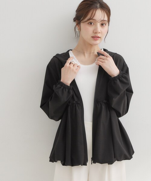 ブルゾン アウター 「UVカット・吸水速乾・撥水加工」フリル ラッシュガード レディースの画像