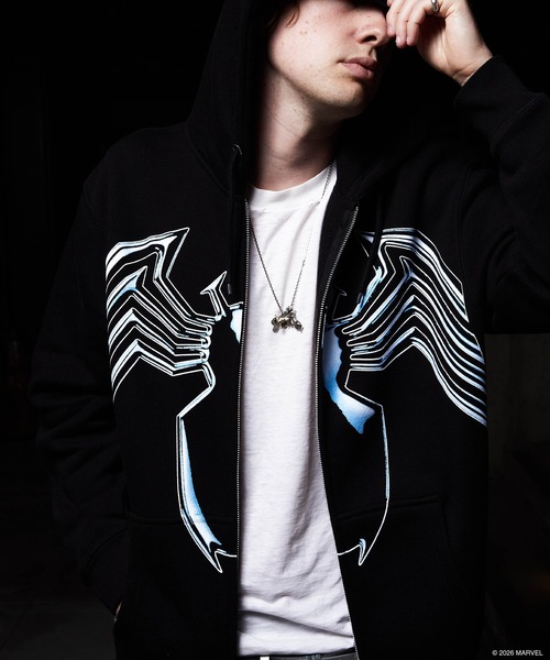 HUF（ハフ） パーカー HUF X MARVEL VENOM FULLZIP HOODIE メンズ