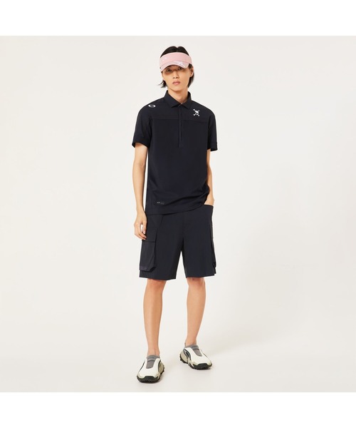 新品 オークリー スカル 上下セット 半袖ポロシャツ ゴルフショーツ 黒 メンズ OAKLEY（オークリー） ポロシャツ 半袖 オークリーSKULL TALENTED