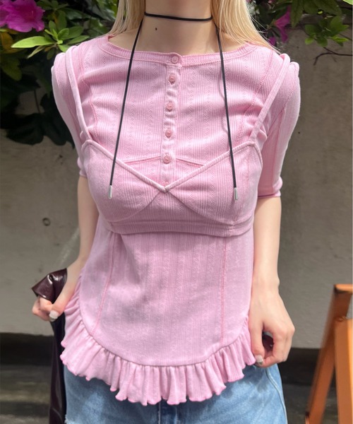 tシャツ 「 ZOZOTOWN限定 」EYELET HENLEY CUT TOP SET BUSTIER レディースの画像