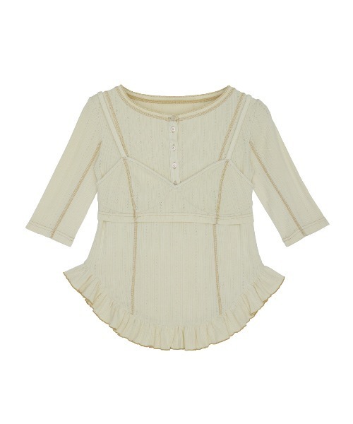 tシャツ 「 ZOZOTOWN限定 」EYELET HENLEY CUT TOP SET BUSTIER レディースの画像