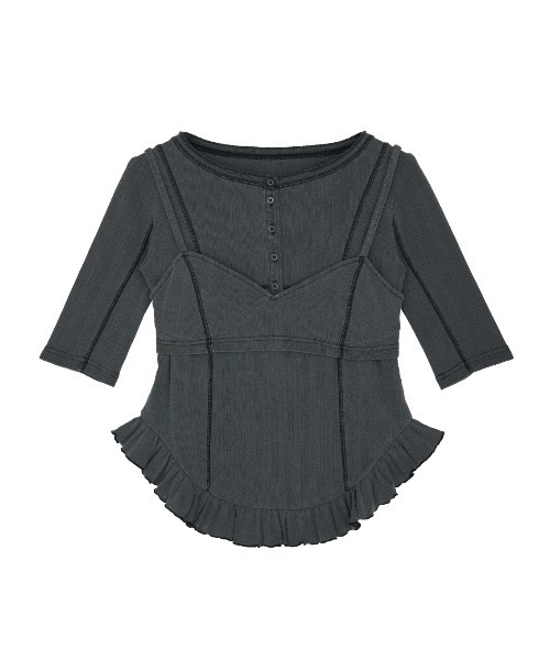 tシャツ 「 ZOZOTOWN限定 」EYELET HENLEY CUT TOP SET BUSTIER レディースの画像