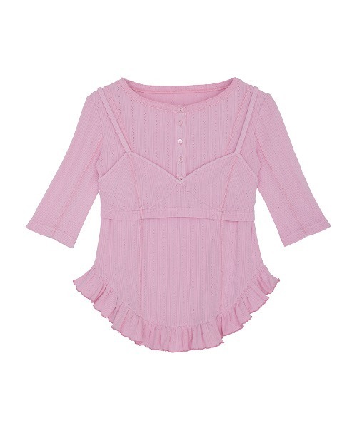 tシャツ 「 ZOZOTOWN限定 」EYELET HENLEY CUT TOP SET BUSTIER レディースの画像