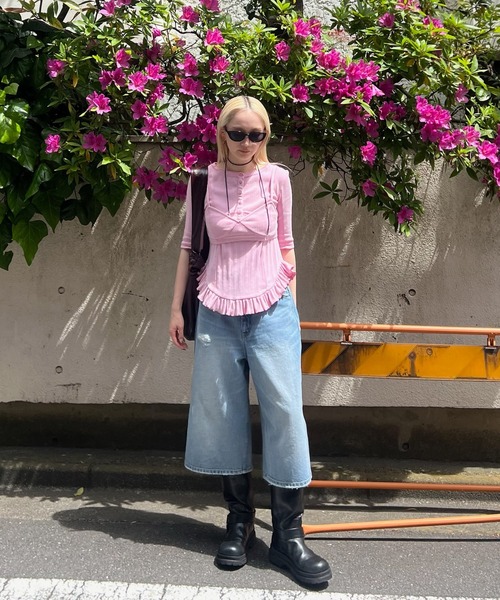 tシャツ 「 ZOZOTOWN限定 」EYELET HENLEY CUT TOP SET BUSTIER レディースの画像