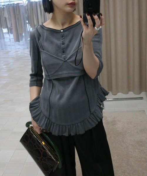 tシャツ 「 ZOZOTOWN限定 」EYELET HENLEY CUT TOP SET BUSTIER レディースの画像