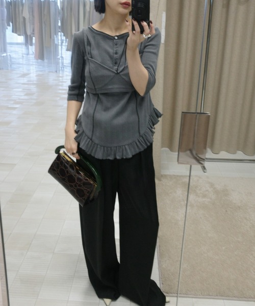 tシャツ 「 ZOZOTOWN限定 」EYELET HENLEY CUT TOP SET BUSTIER レディースの画像