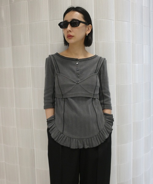 tシャツ 「 ZOZOTOWN限定 」EYELET HENLEY CUT TOP SET BUSTIER レディースの画像