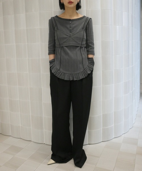 tシャツ 「 ZOZOTOWN限定 」EYELET HENLEY CUT TOP SET BUSTIER レディースの画像