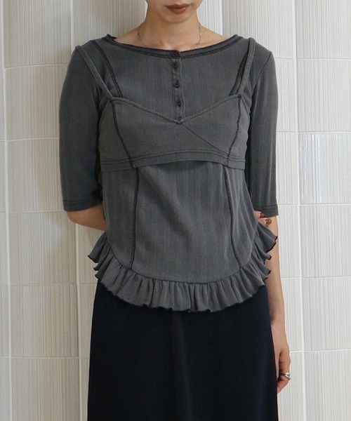 tシャツ 「 ZOZOTOWN限定 」EYELET HENLEY CUT TOP SET BUSTIER レディースの画像