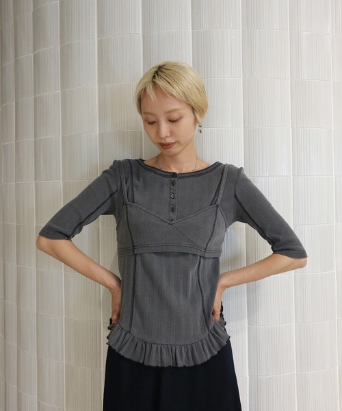 tシャツ 「 ZOZOTOWN限定 」EYELET HENLEY CUT TOP SET BUSTIER レディースの画像